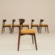 Scandinavian design mustard boucle dining chairs