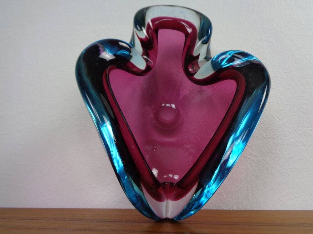 Large Sommerso Murano Glass Ashtray by Flavio Poli, Italy, 1960s