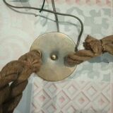 Brass cord wood glass suspension