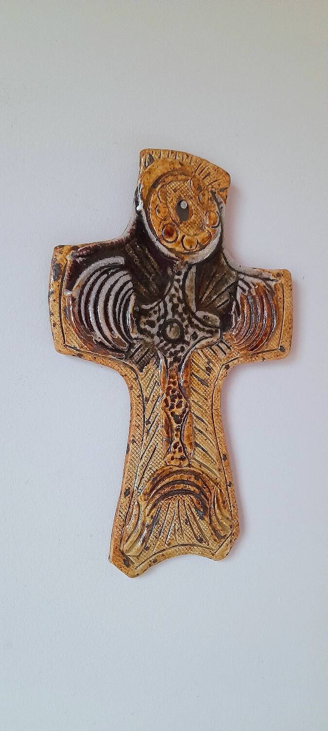 Cross in pyrite sandstone Corsica 70s
