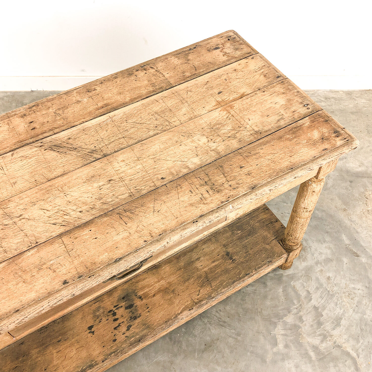 Antique bleeched oak drapers table 19th century