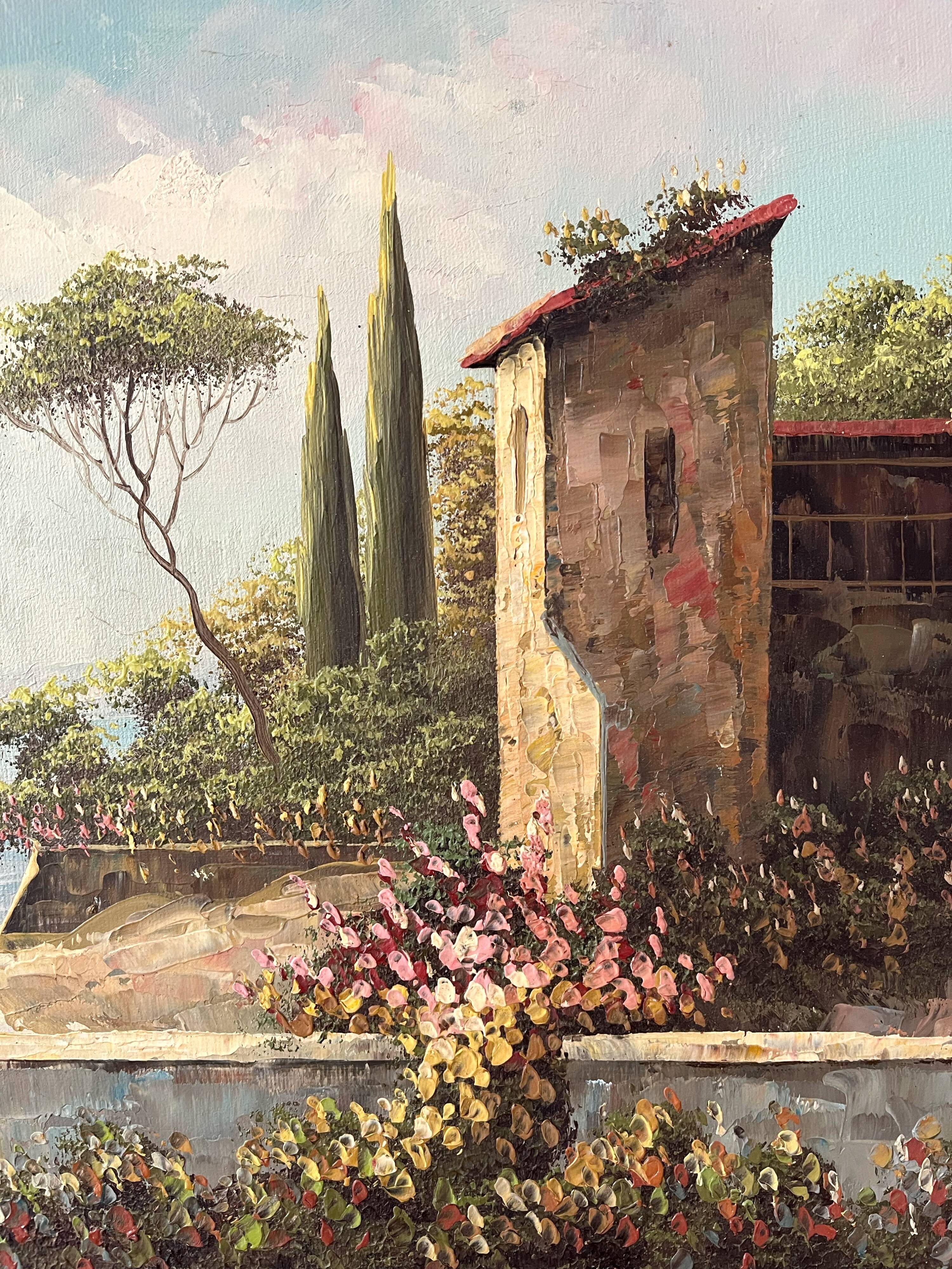 Oil painting on canvas landscape signed Rossini