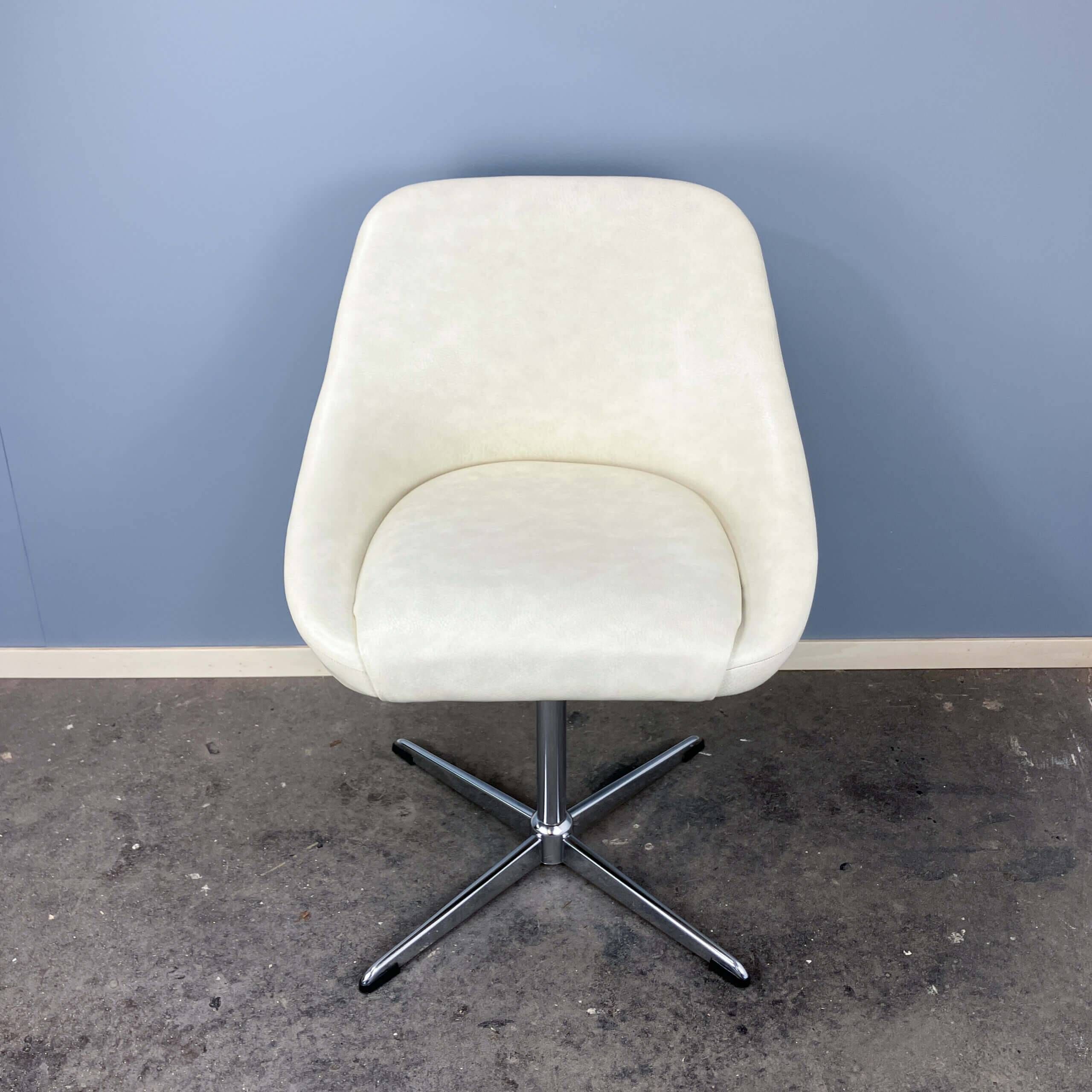 Swivel cocktail chair, chrome and faux leather,vintage from the 70s