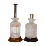 Mustard and salt shaker in glass and bakelite