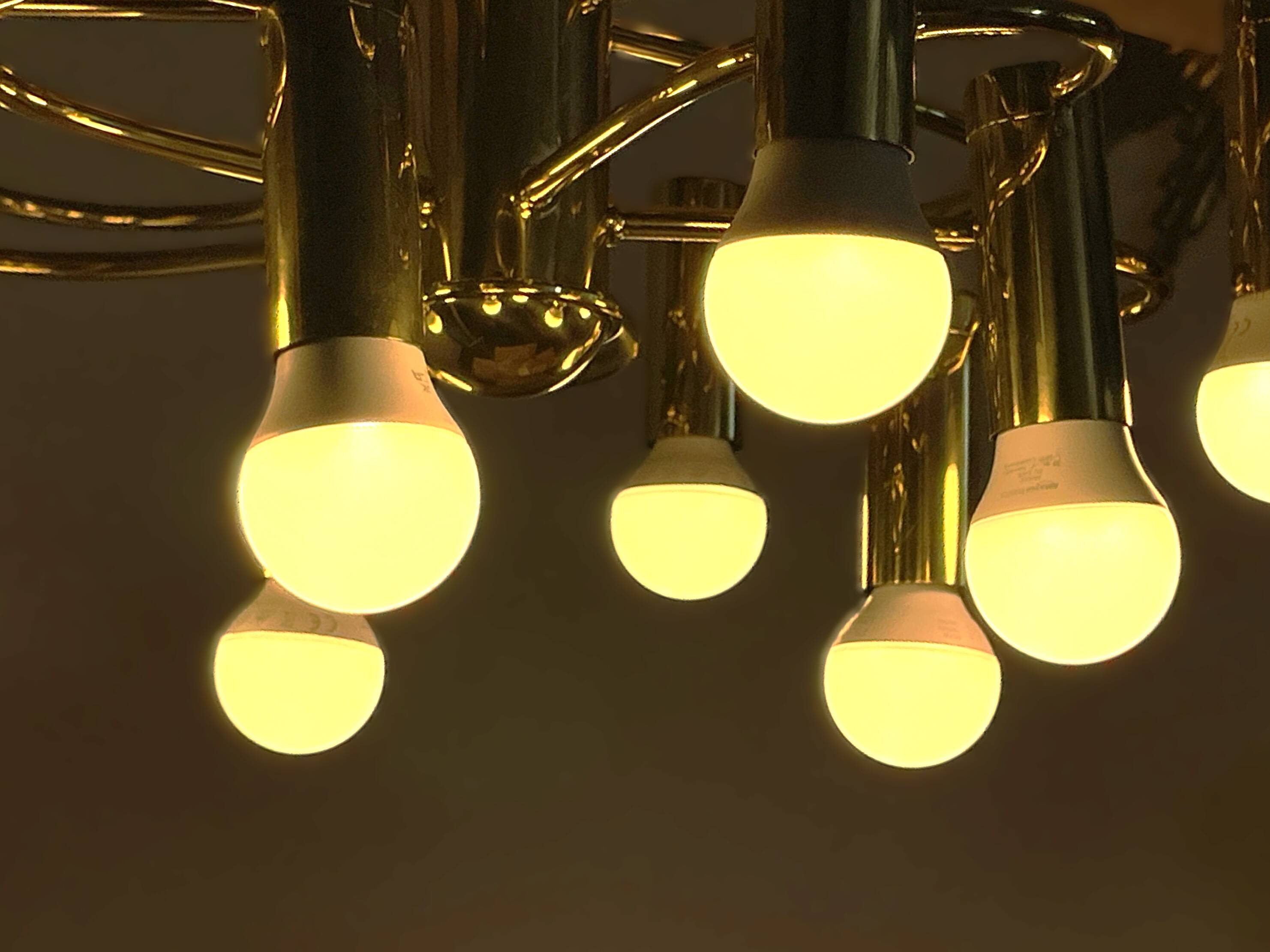 Brass suspension Mid-century 10 arms by Honsel Leuchten