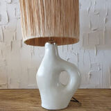 Tadelekt lamp with raffia lampshade.