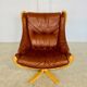 Vintage retro Danish mid-century Skippers cognac leather lounge chair