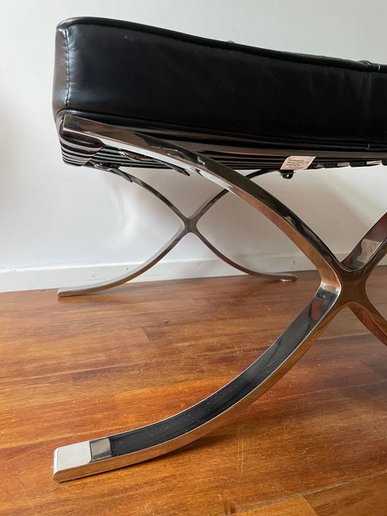 Vintage leather ottoman stool