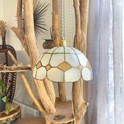 Vintage mother-of-pearl and vintage brass pendant light 1970
