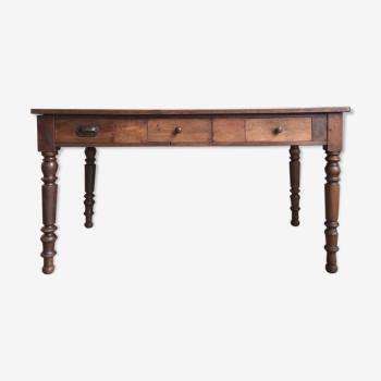 Table de ferme antique en noyer