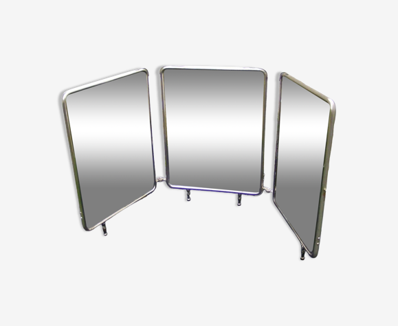 Miroir triptyque de barbier à verres biseautés