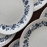 Set of 6 Sarreguemines Pyroblan flat plates - Porcelain with floral pattern