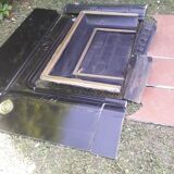 Fireplace XVIII° black marble louis XIV style with narrowed and floor slabs