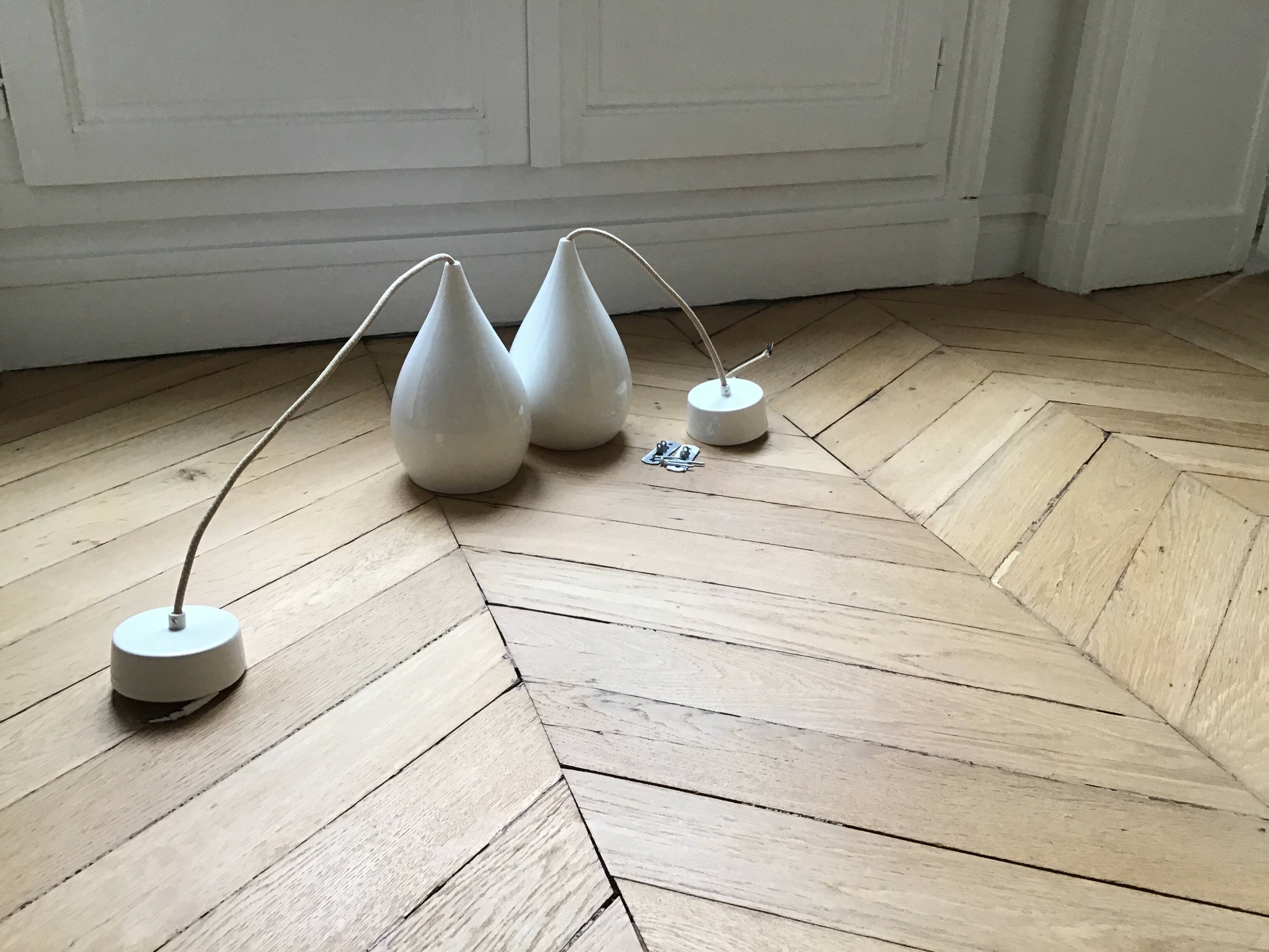 Suspension drop one de original btc en porcelaine blanche vernie