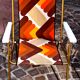 Pair of folding camping chairs, vintage seventies fabric, Lafuma