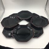 Set of 8 black glass plates