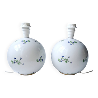 Pair of porcelain ball lamps from the Royal Lily with Barbeaux