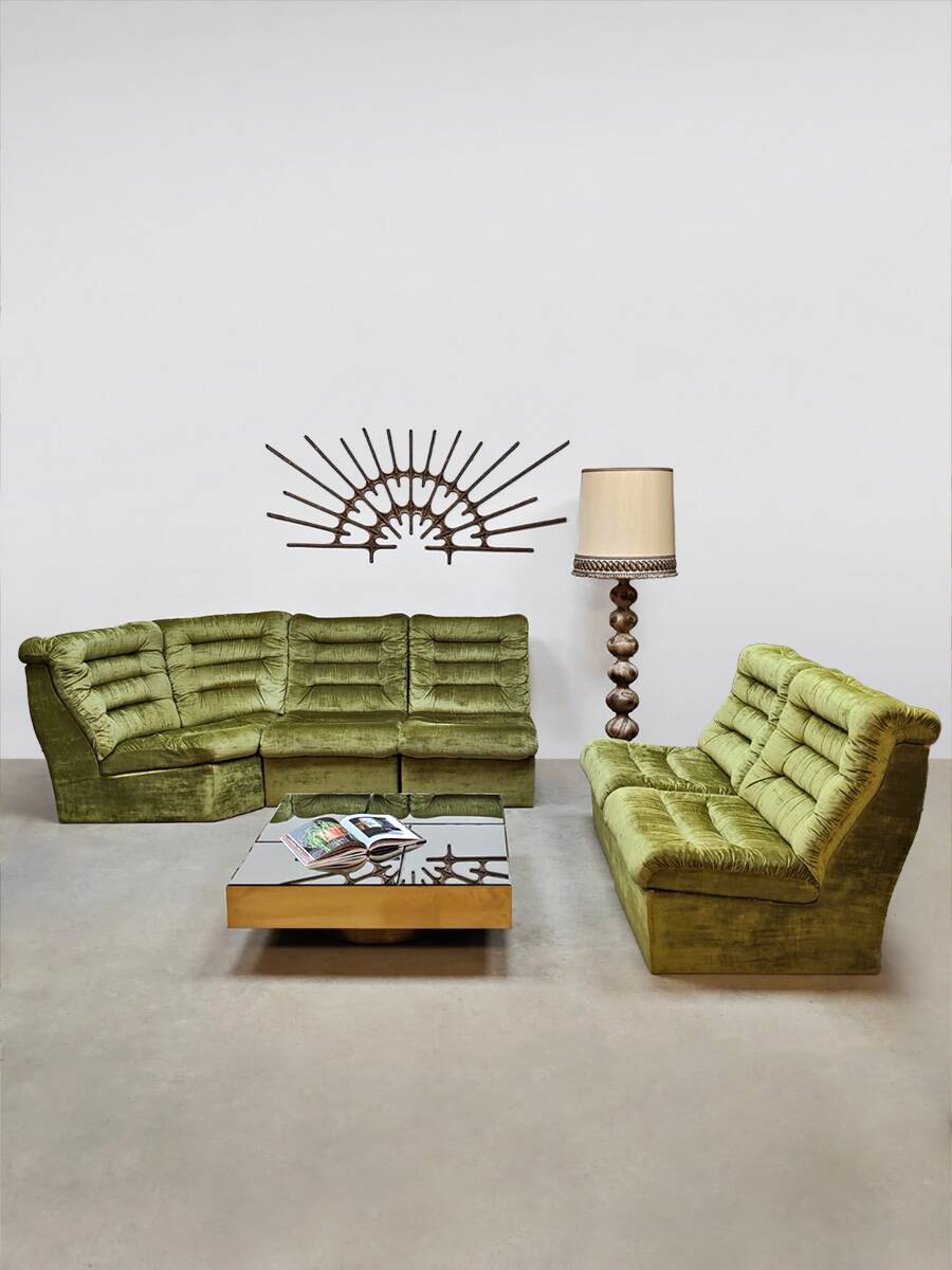 Vintage modular lounge sofa 'Forest velvet'