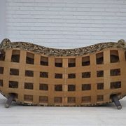 1960s, Danish curved 2-seater sofa, green furniture velour, beech wood.