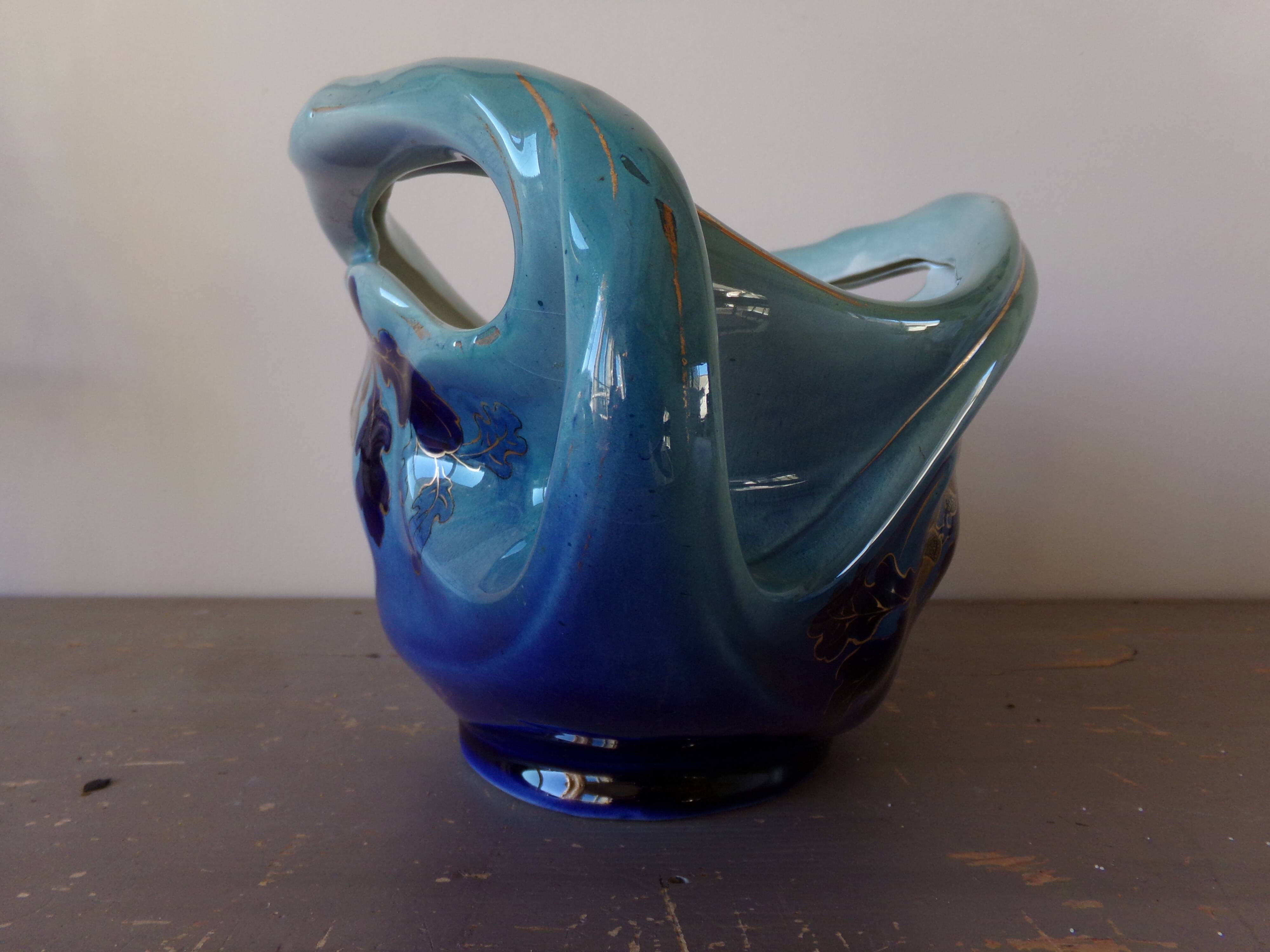 Earthenware pot cover from luneville, keller and guérin year 1920 - art nouveau