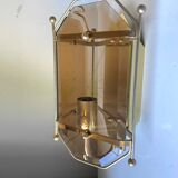 Scandinavian Vintage  wall light Sconce in Brass & Amber colored Glass