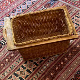 Wicker and wood basket