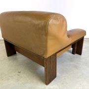 Fauteuil en cuir brutaliste, années 1960