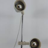 Vintage adjustable floor lamp, chrome and pressed moulded beige ABS, France 1970.