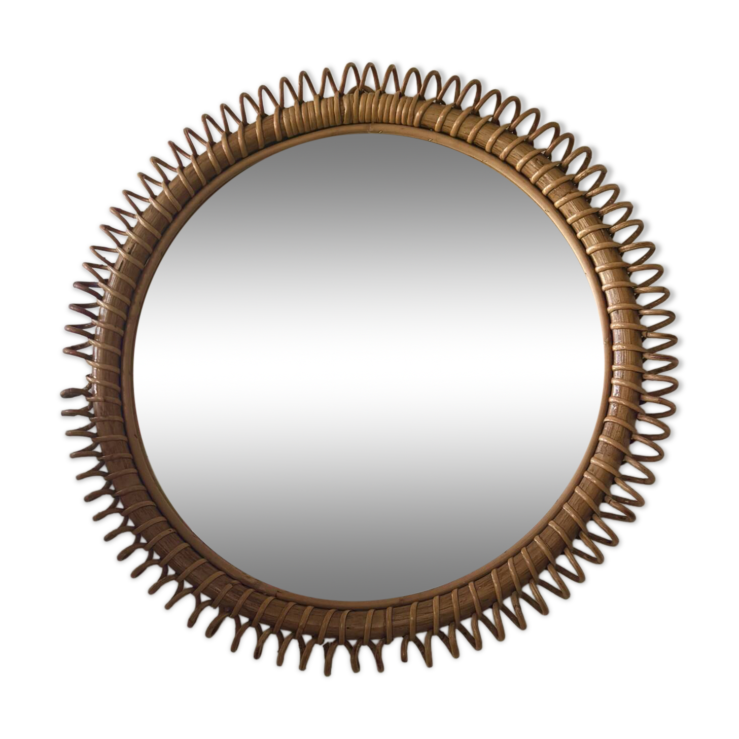 Miroir rond en rotin Franco Albini