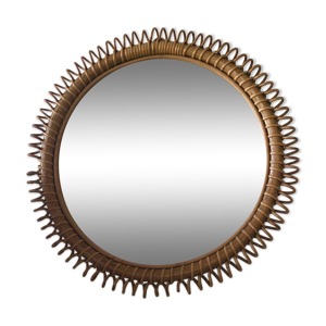 Miroir rond en rotin - franco