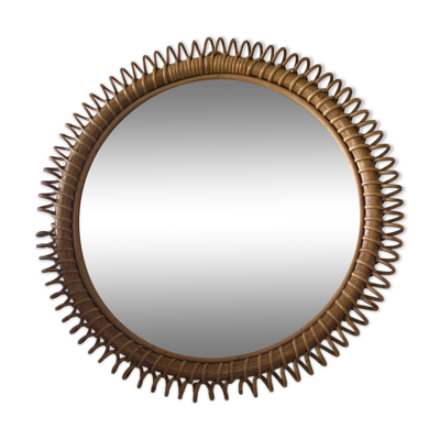 Miroir rond en rotin Franco Albini