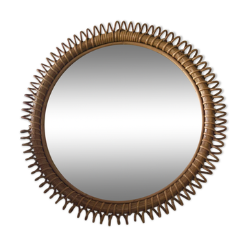 Miroir rond en rotin Franco Albini