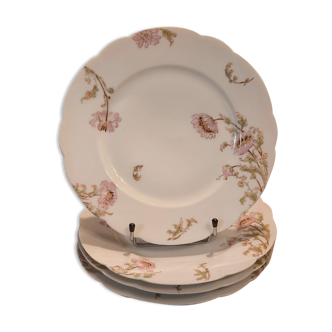 4 assiettes plates en porcelaine de limoges cfh-gdm