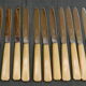 Set of 11 cheese knives or vintage dessert stainless steel blade.