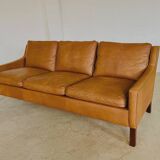 1960s tan leather 3 person sofa by OPE-möbler Sweden