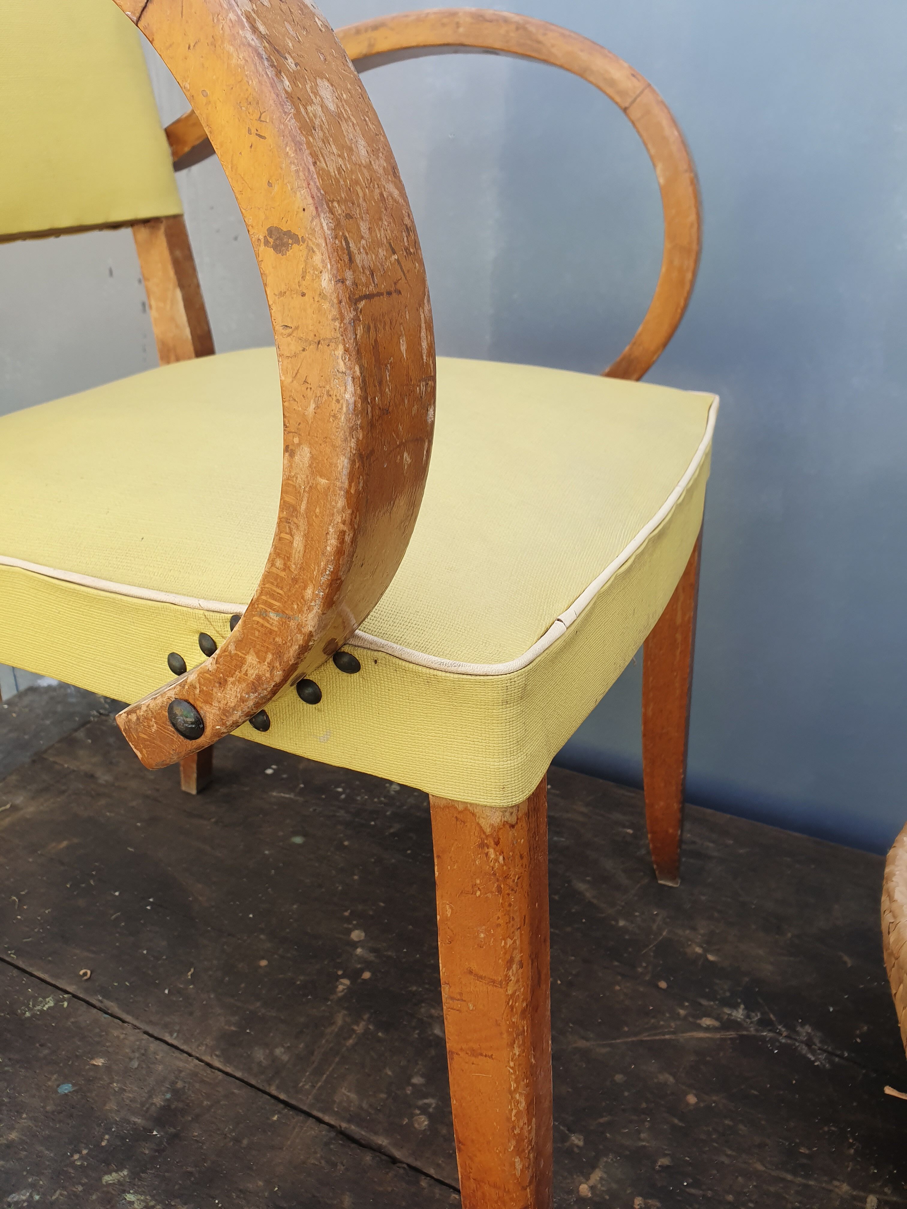 Yellow skai armchair