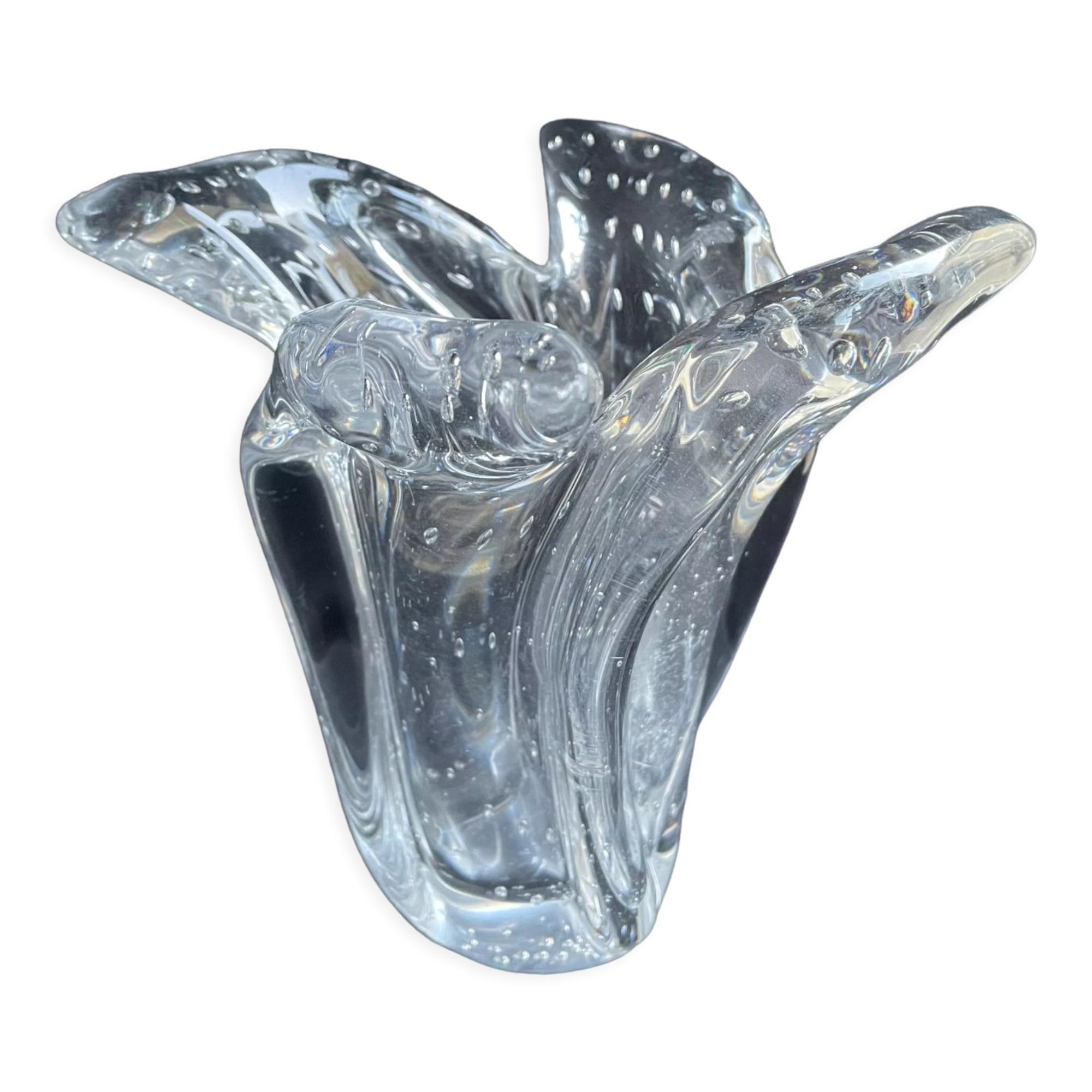 Schneider XXth bubbled crystal vase