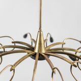 Vintage 1950s modern antique 24-light brass chandelier