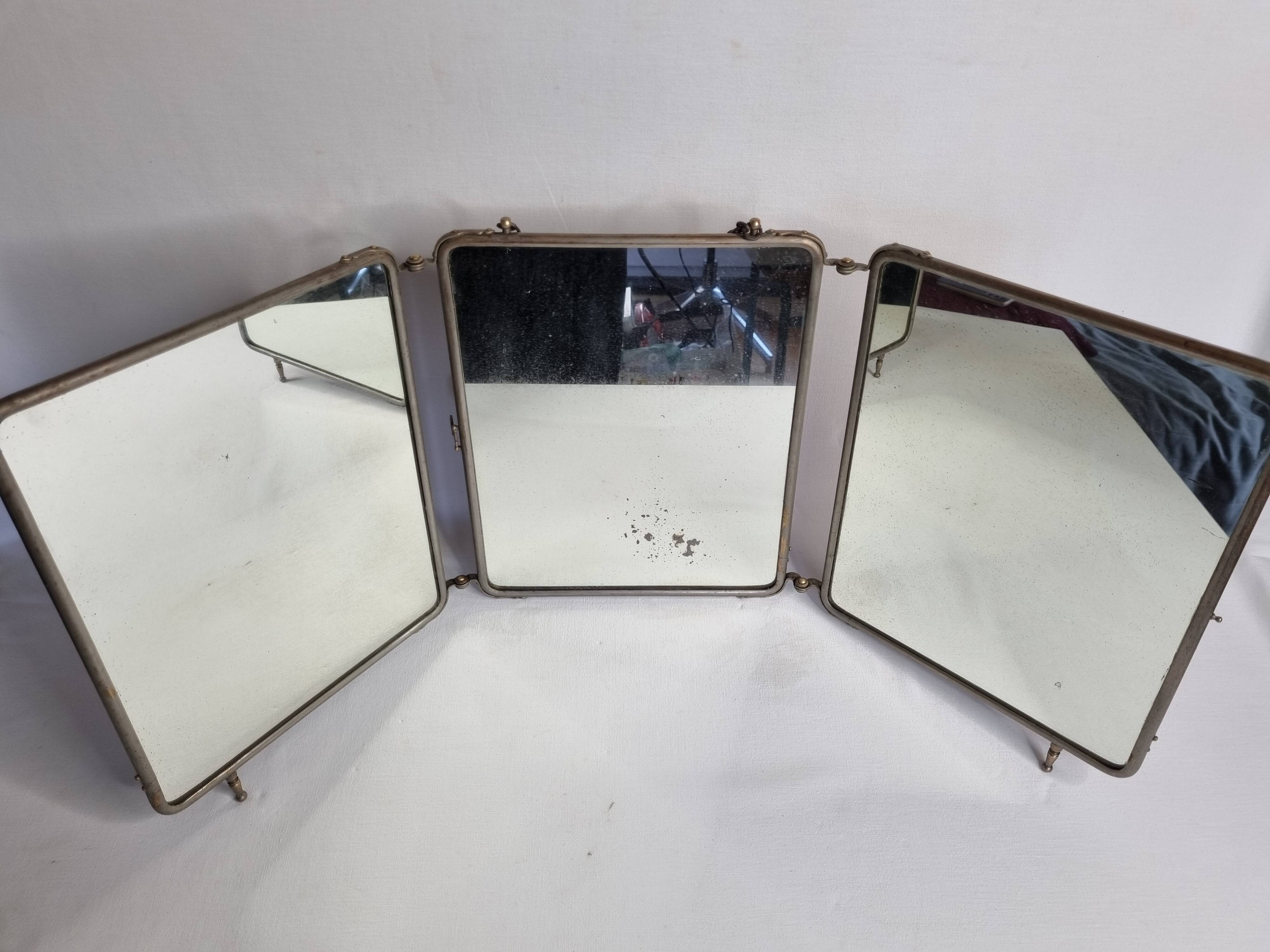 Miroir de barbier triptyque à poser ou à suspendre 1900