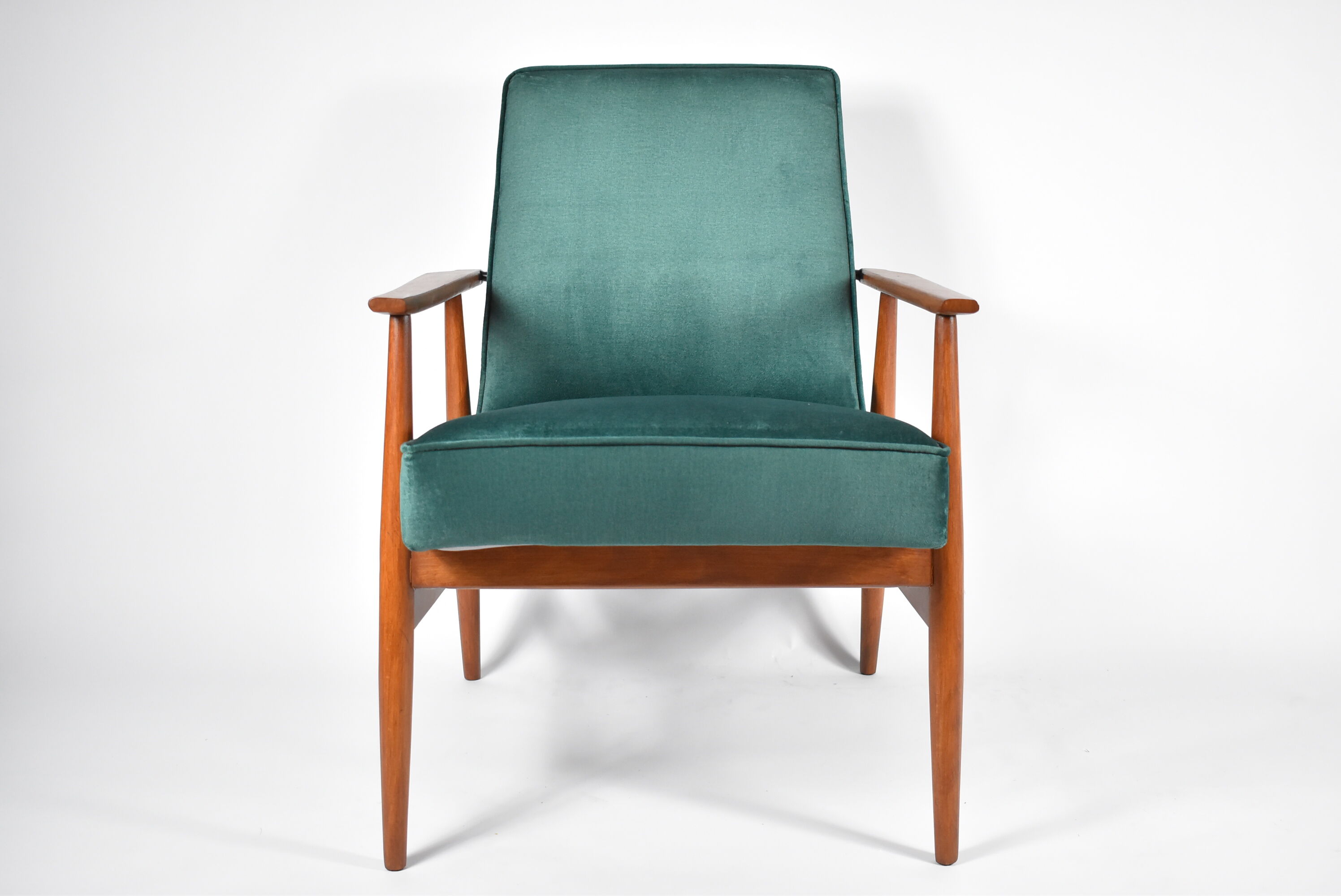 Vintage armchair "Fox" - designer H. Lis, 1970s, green bottle velvet