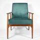 Vintage armchair "Fox" - designer H. Lis, 1970s, green bottle velvet