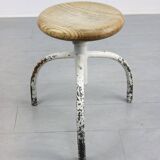 Vintage Industrial White Swivel Chair