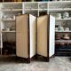 4-panel screen in dark wood and beige cotton