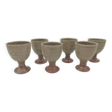 6 verres à pied en grès pyrité signés gobelets céramique
