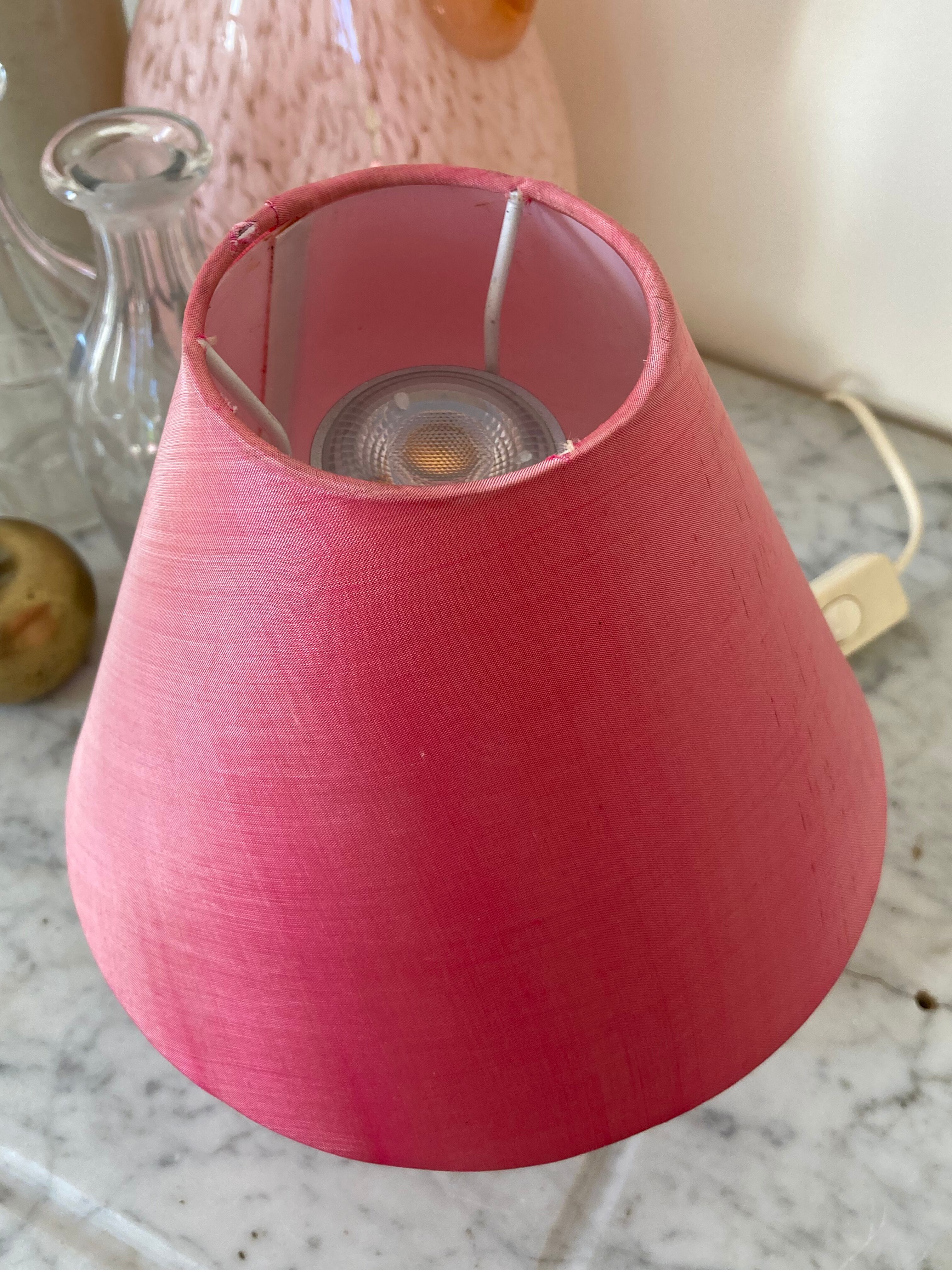 Marble style rose quartz bedside lamp