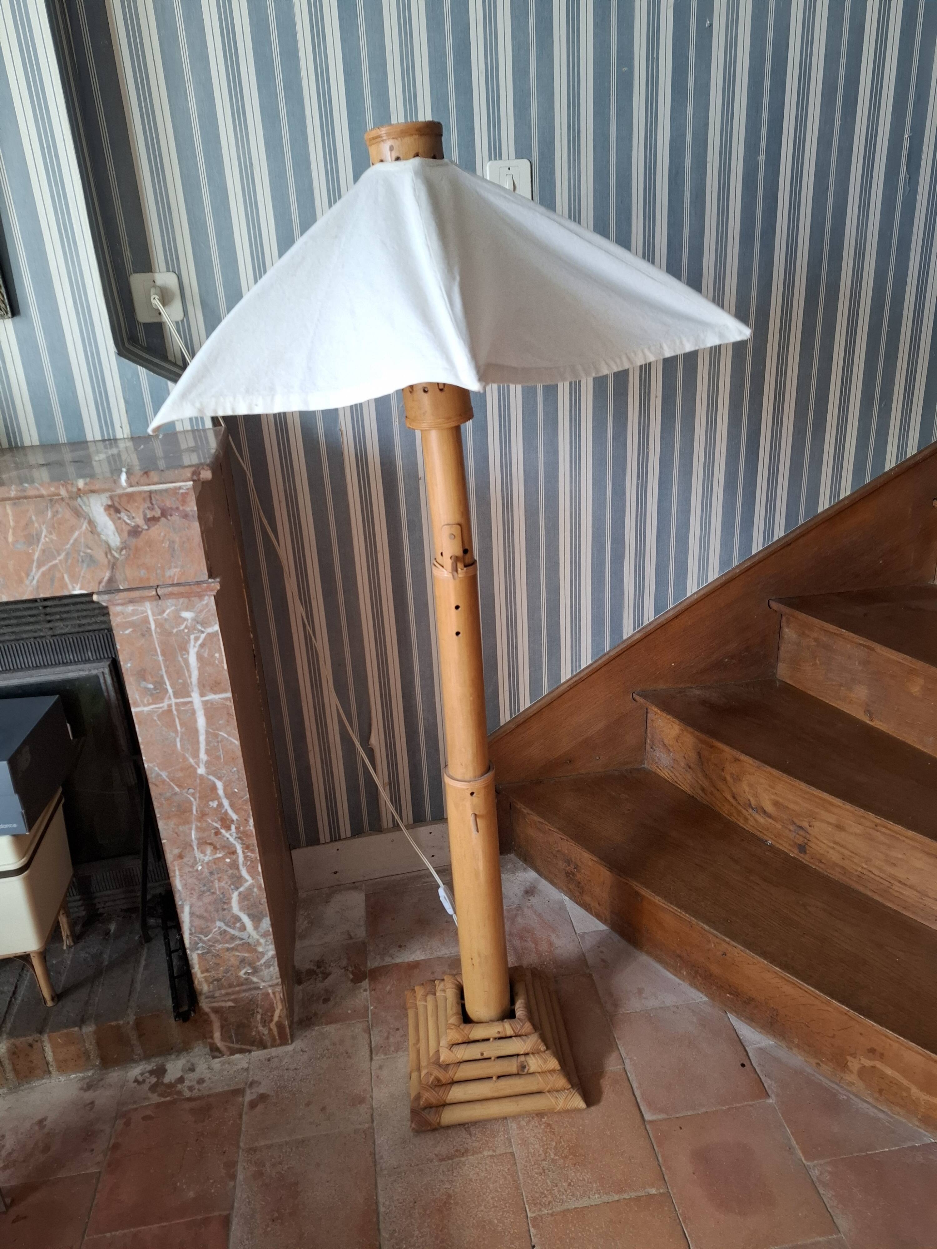 Vintage 70's adjustable bamboo floor lamp