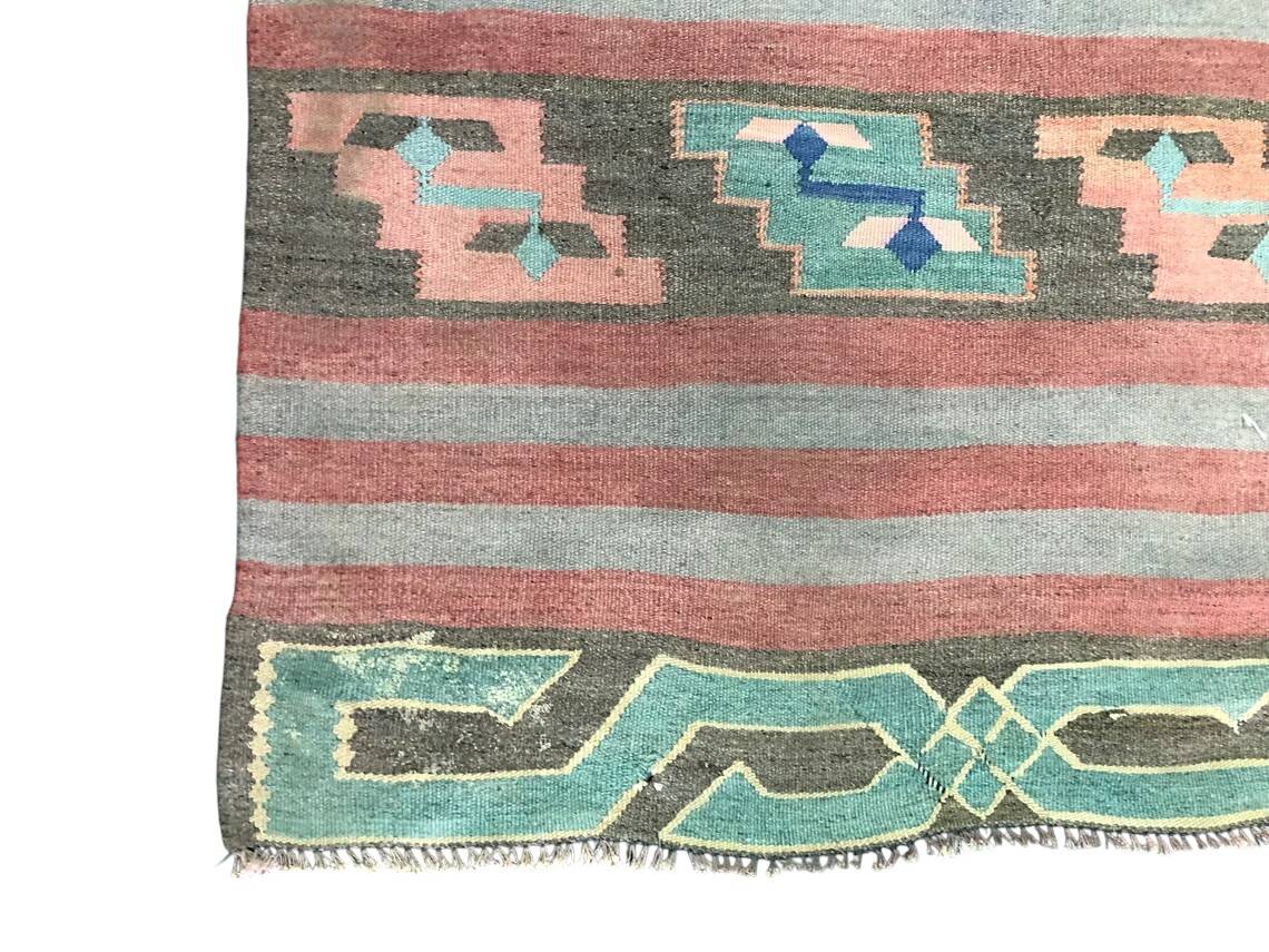 Stripe Oushak Handwoven Tribal Kilim Rug
