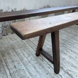 Pair of benches in walnut and solid oak 230 cm