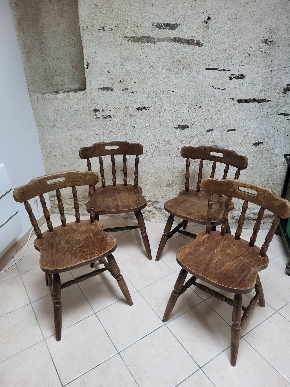 4 chaises Western en bois courbé