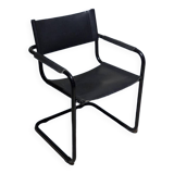 Bauhaus Cantilever Chair Black Leather on Black Chrome